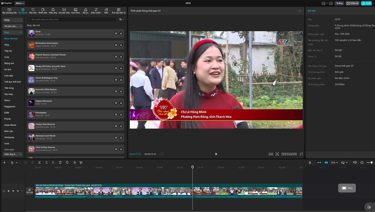 Cắt ghép và sắp xếp cảnh quay trên timeline CapCut Pro
