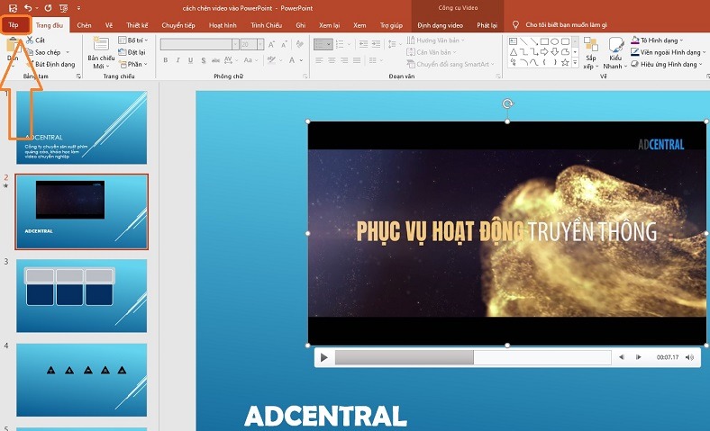 Thao tác đầu tiên để xuất video