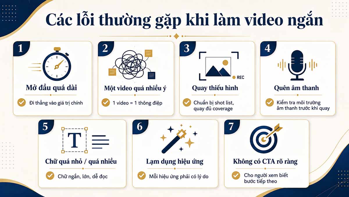 Các lỗi thường gặp khi làm video ngắn và cách khắc phục cho người mới bắt đầu