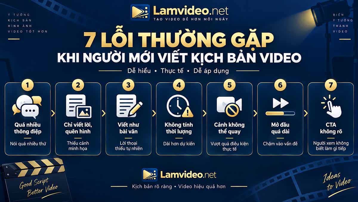 Infographic 7 lỗi thường gặp khi người mới viết kịch bản video