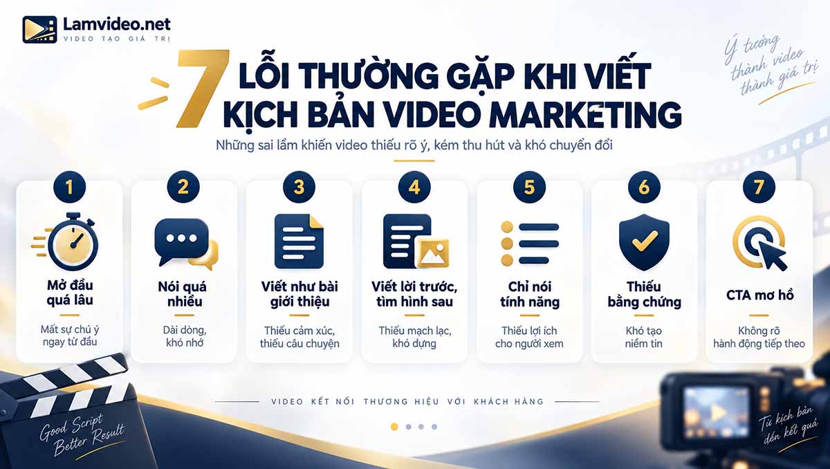Infographic 7 lỗi thường gặp khi viết kịch bản video marketing