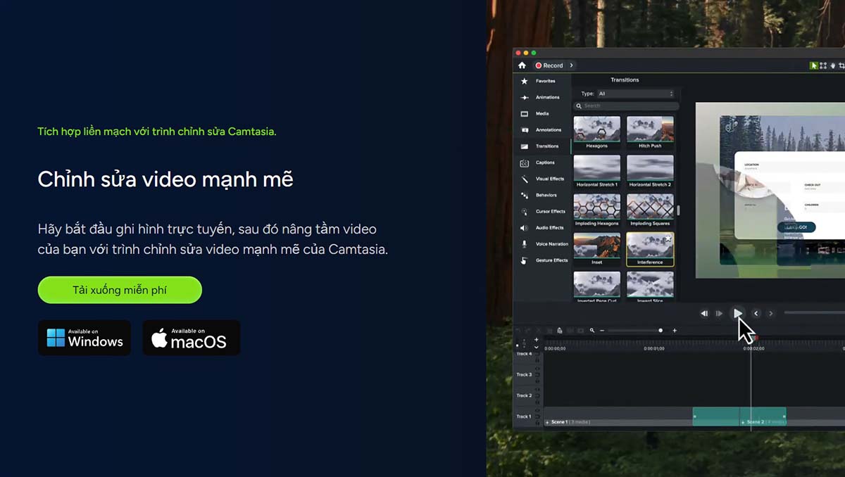 Camtasia Editor phù hợp quay màn hình và làm video bài giảng