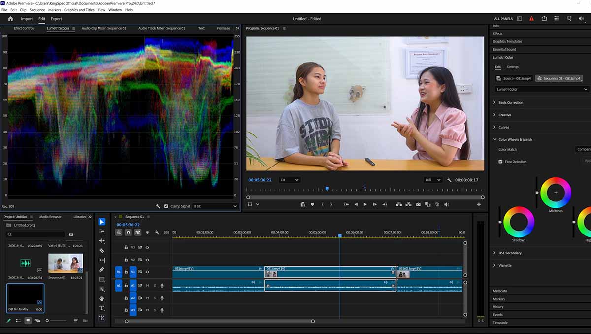 Chỉnh màu bằng Lumetri Color trong Adobe Premiere Pro 2026