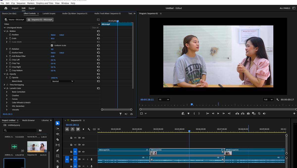Công cụ Scale video trong Adobe Premiere Pro 2026