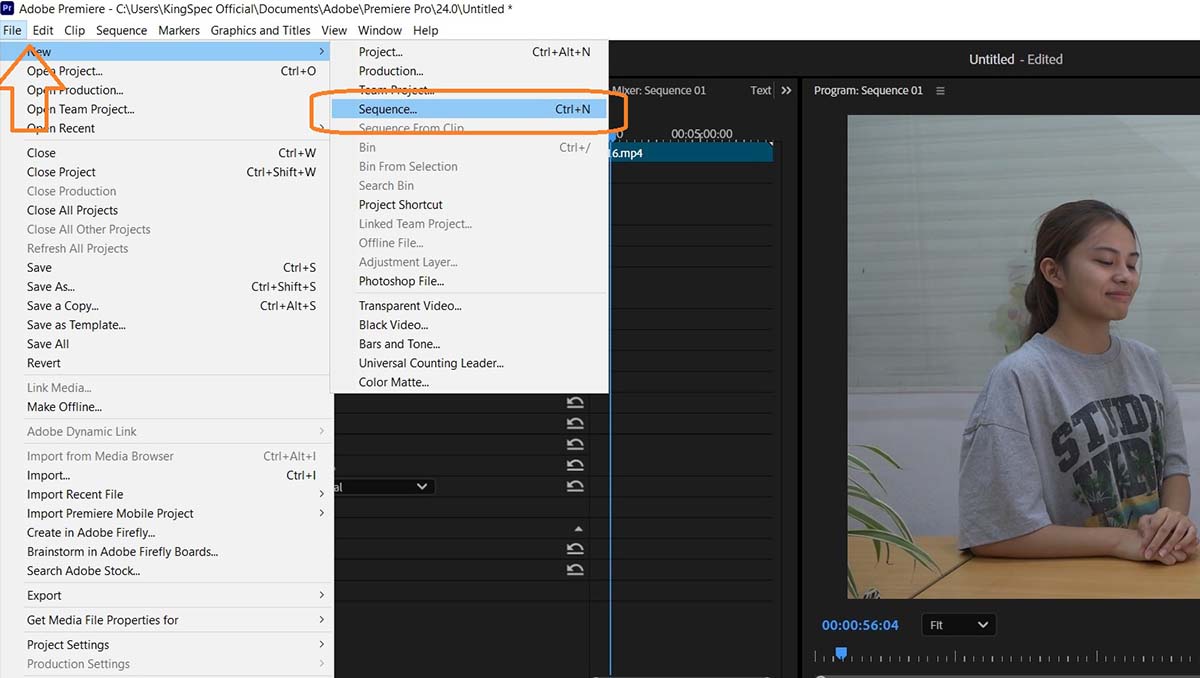 Tạo Sequence trong Adobe Premiere Pro 2026