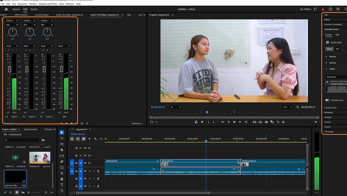 Xử lý âm thanh trong Adobe Premiere Pro 2026 với các công cụ chỉnh sửa audio
