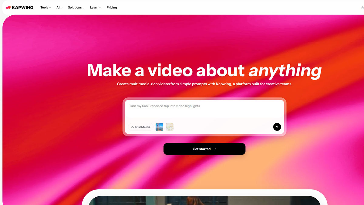 Giao diện Kapwing chỉnh sửa video online trên laptop