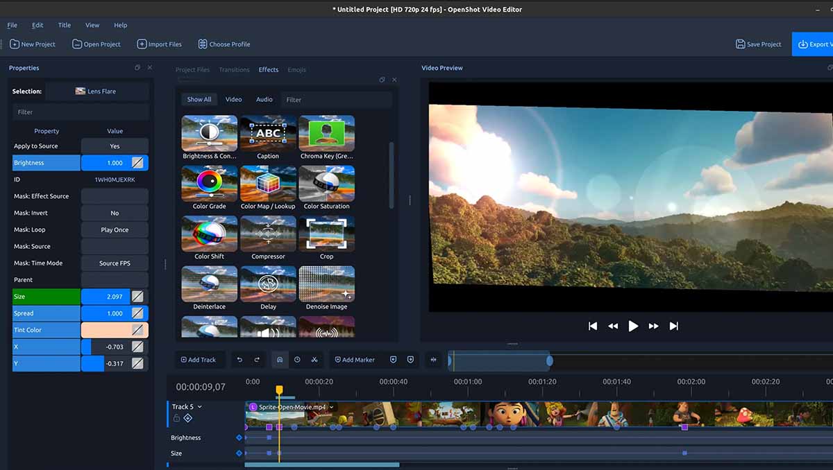 Giao diện phần mềm OpenShot dùng để edit video miễn phí trên laptop