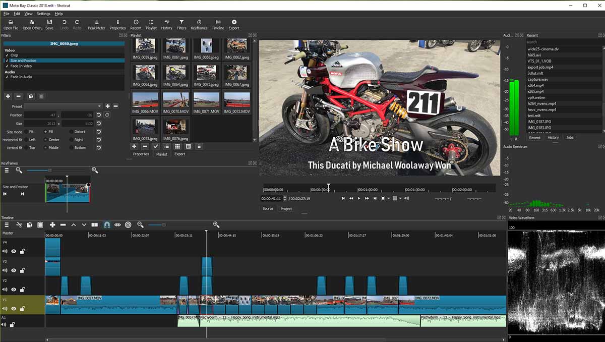 Giao diện phần mềm Shotcut trên laptop dùng để chỉnh sửa và dựng video miễn phí
