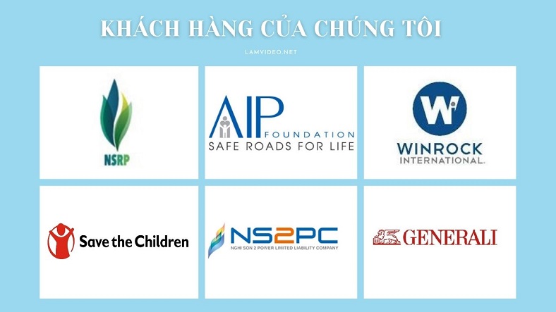 Ảnh ghép logo các đối tác và khách hàng lớn đã tin tưởng sử dụng dịch vụ sản xuất video quảng cáo của Lamvideo.net.